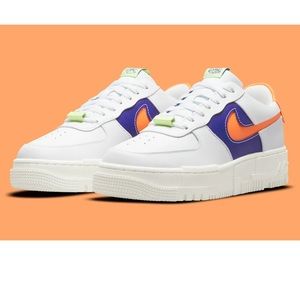 NIKE AF1 Pixel sneakers in summit white and hyper crimson